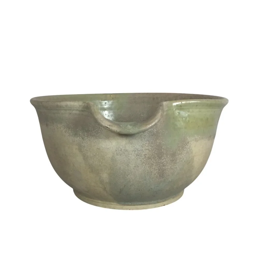 Artisan Made Pottery Mixing Bowl With Pour Spout Large 11W X 6D Signed